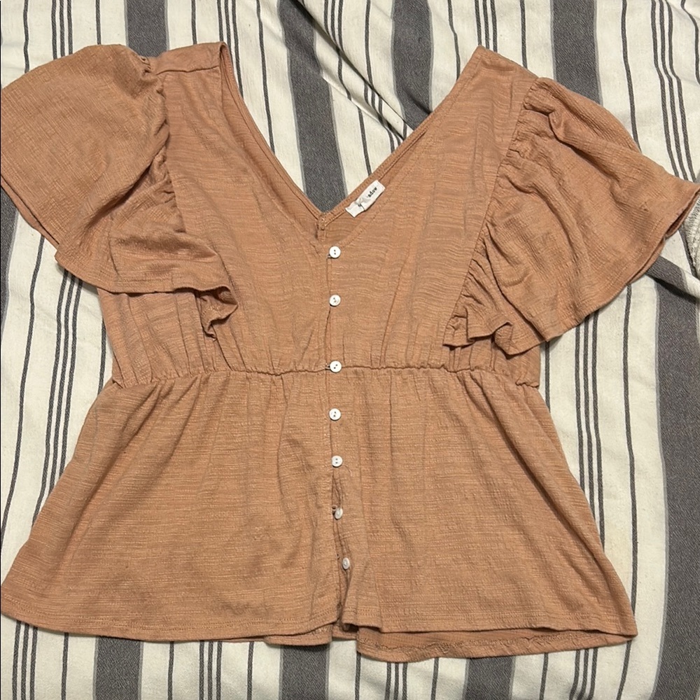 Women's Rust Button-Up Top